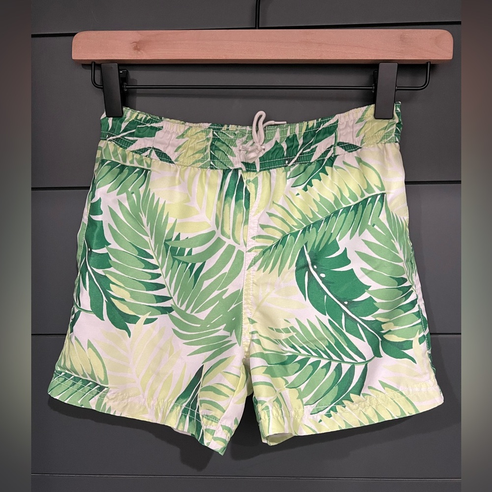 Janie and Jack Boys Swim Trunks-Green Leaf Print